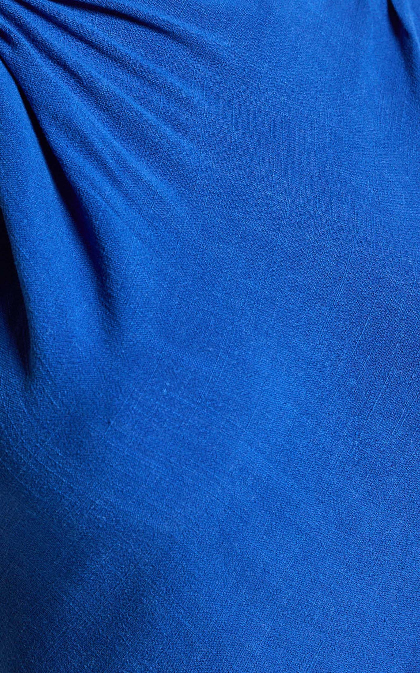 Jessenia Midi Dress - Linen High Neck Dress in Cobalt