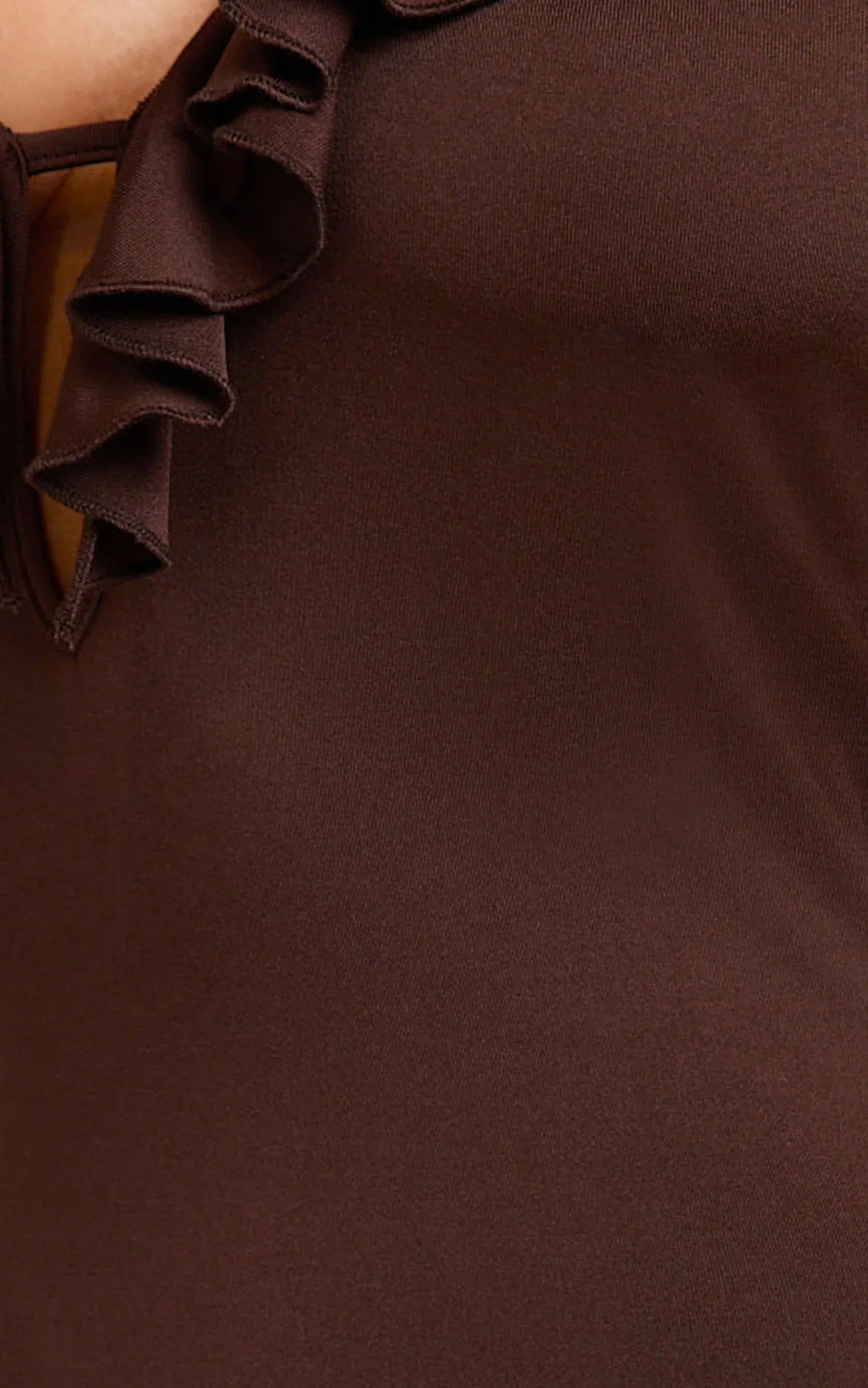Izira Maxi Dress - Jersey Plunge Keyhole Bodycon Dress in Chocolate
