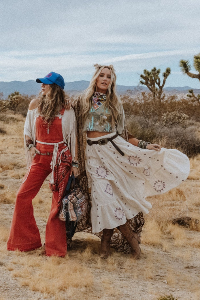 Larkspur Embroidered Maxi Skirt - Natural