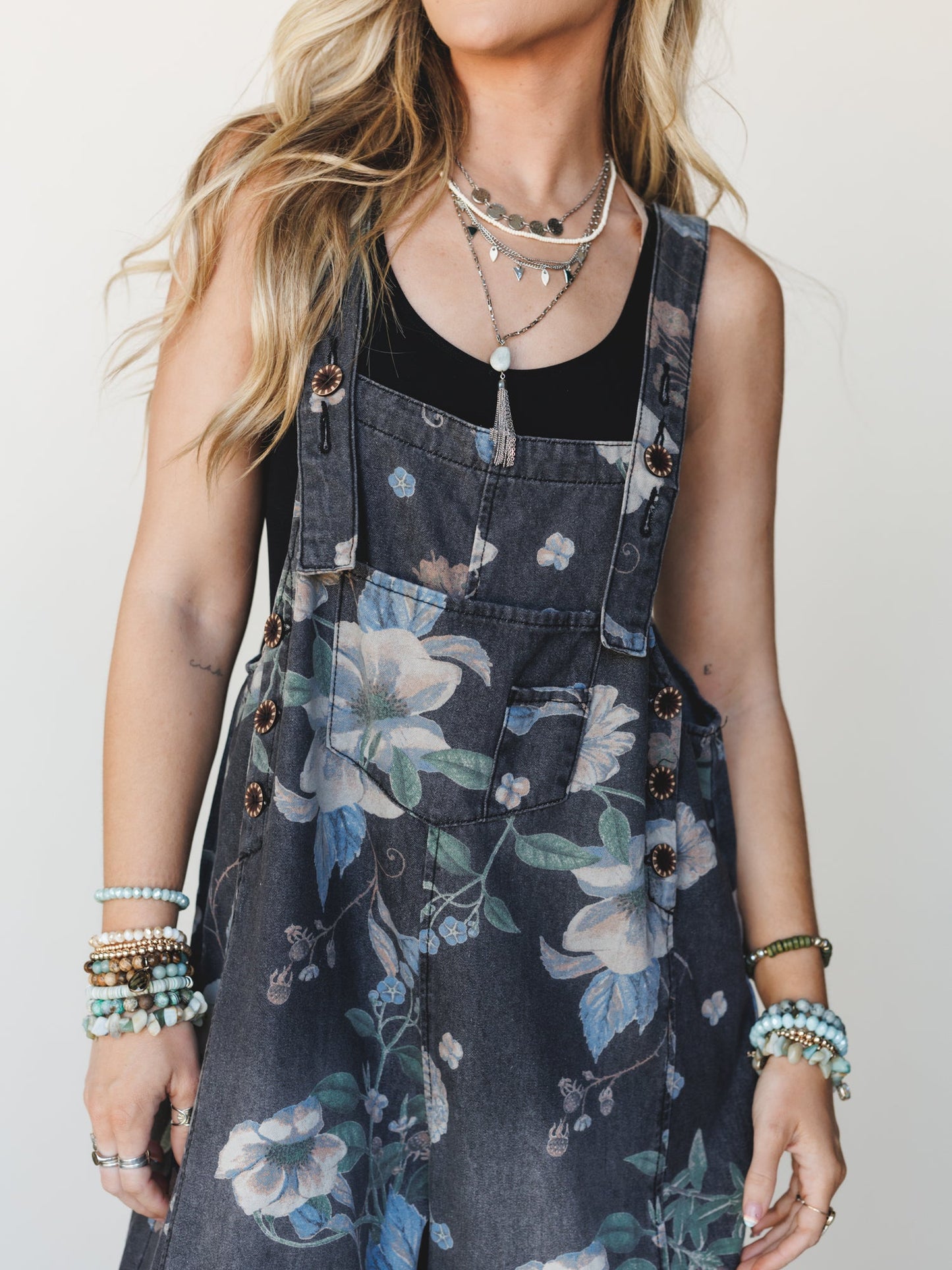 High Hopes Slouchy Denim Overalls - Black Denim