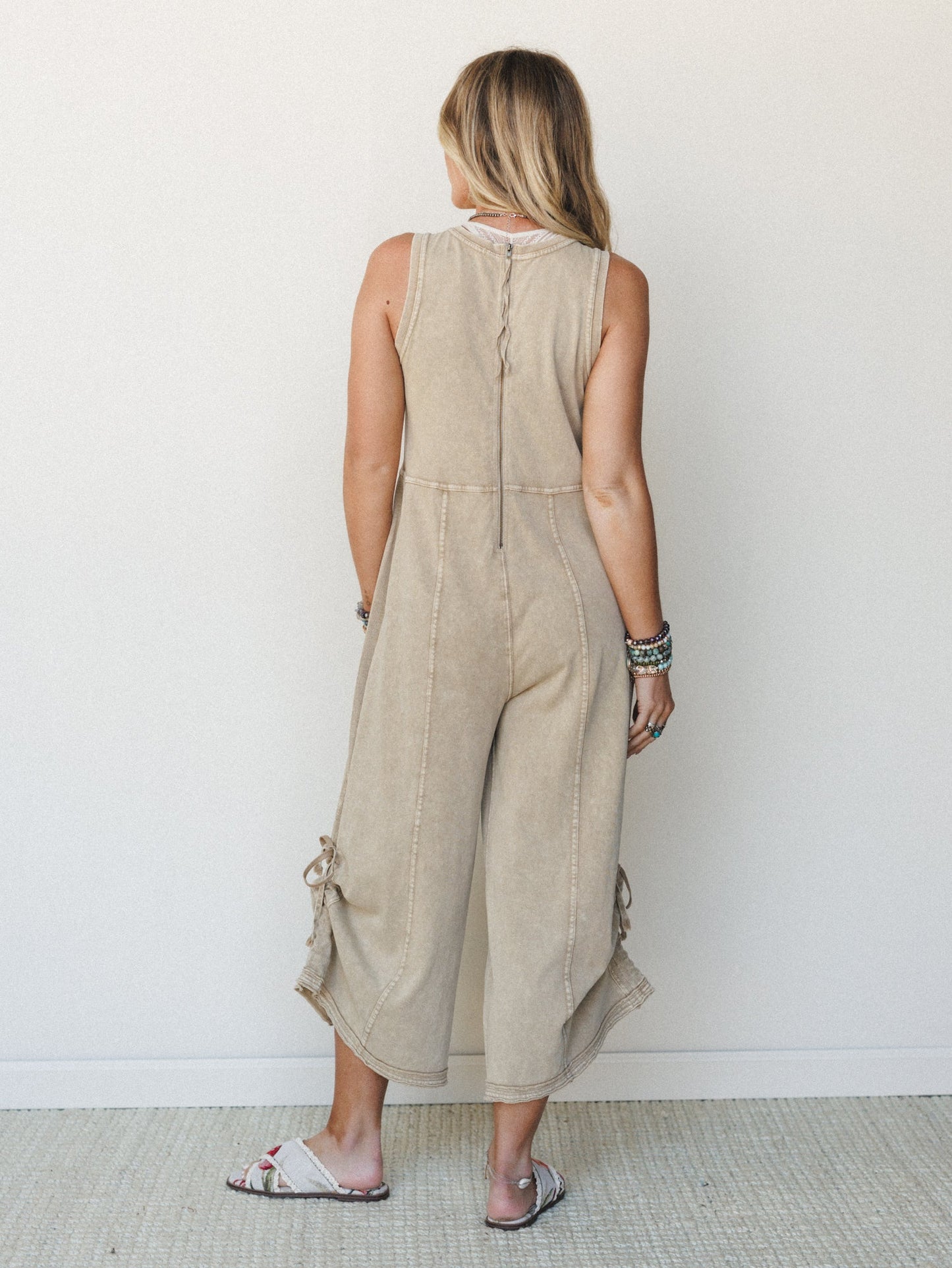 Turning Point Washed Cargo Jumpsuit - Latte