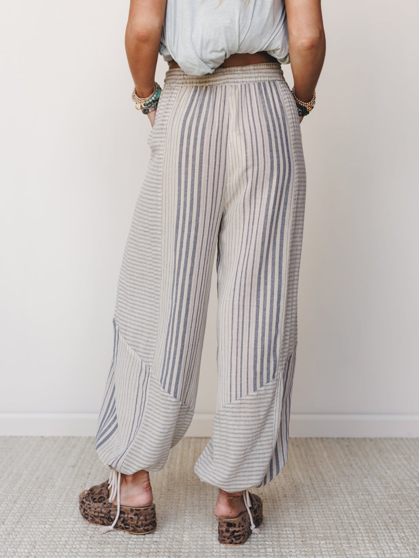 Solana Stripe Pants - Faded Sage