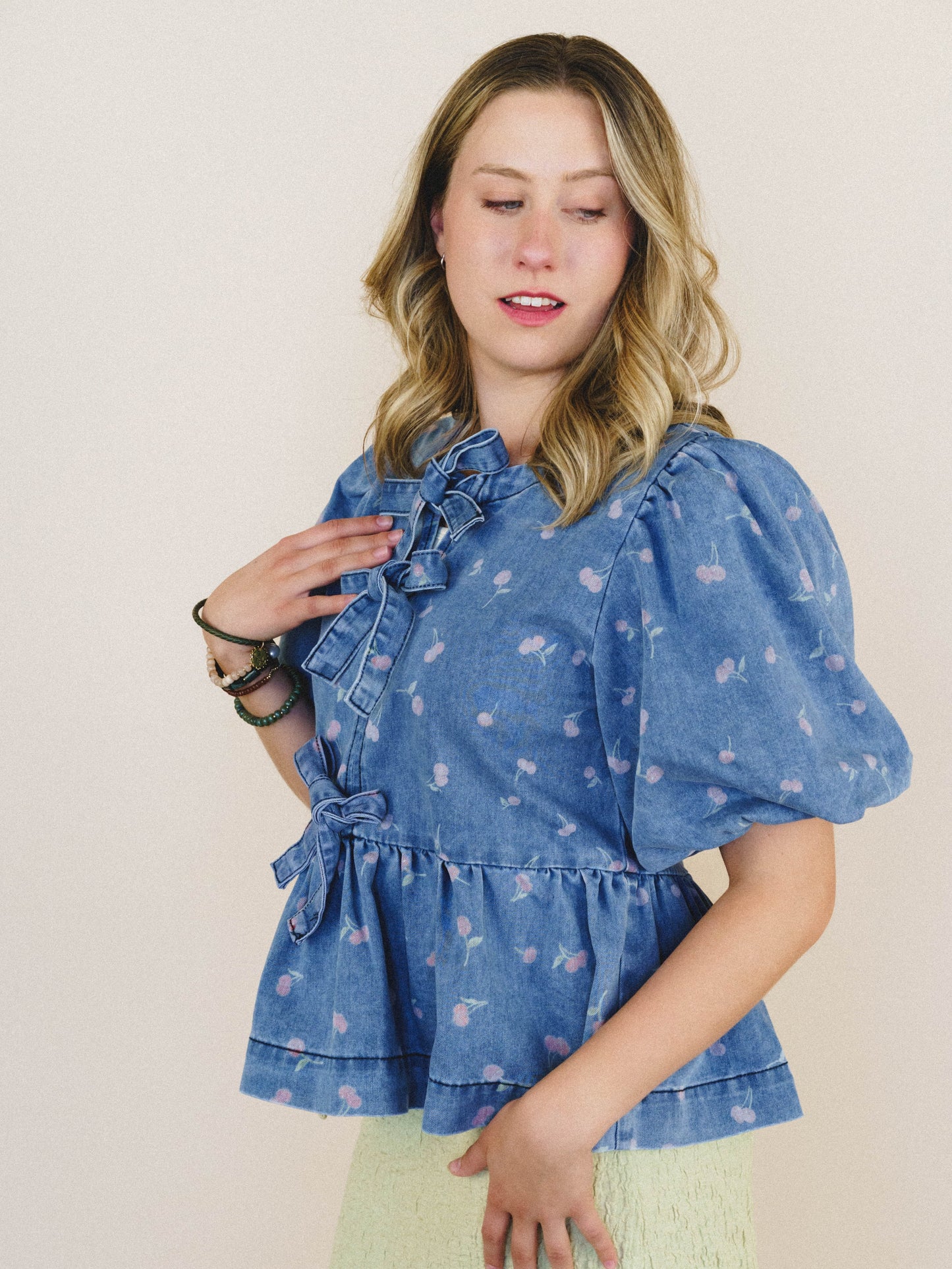 Blooming Beginnings Blouse - Washed Denim