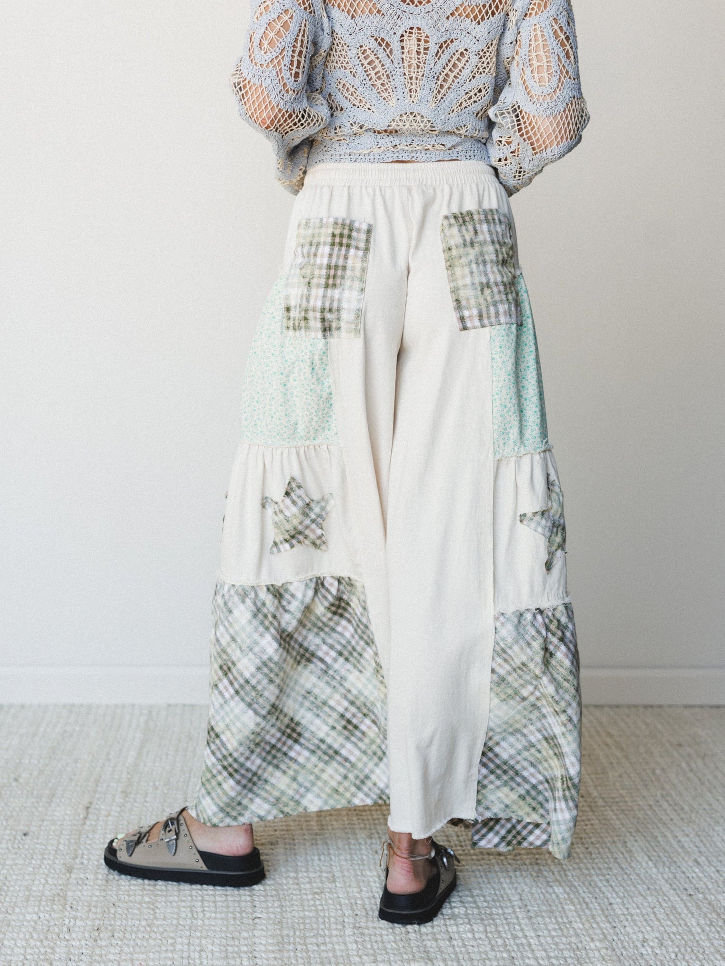 Coastal Chill Wide Leg Pants - Oatmilk Multi