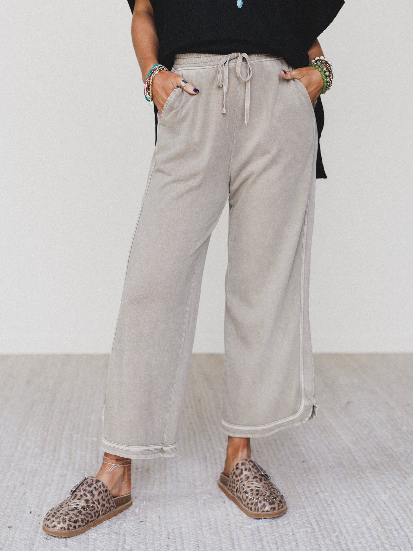 So Comfy Wide Leg Pant Cropped Length - Mocha - Pre Order