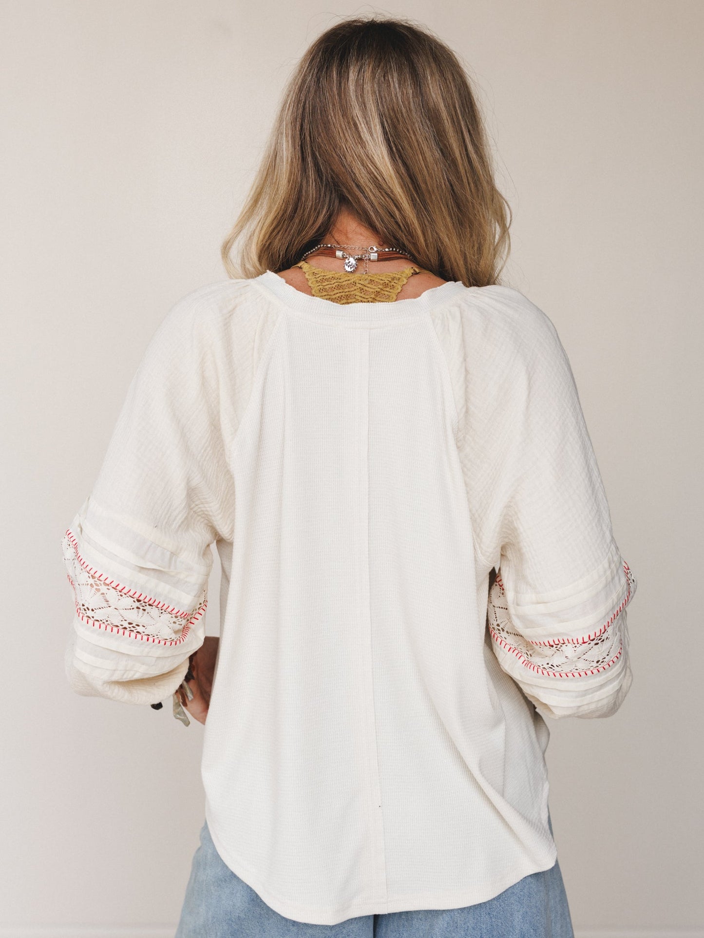 Poppy Fields Embroidered Top - Natural