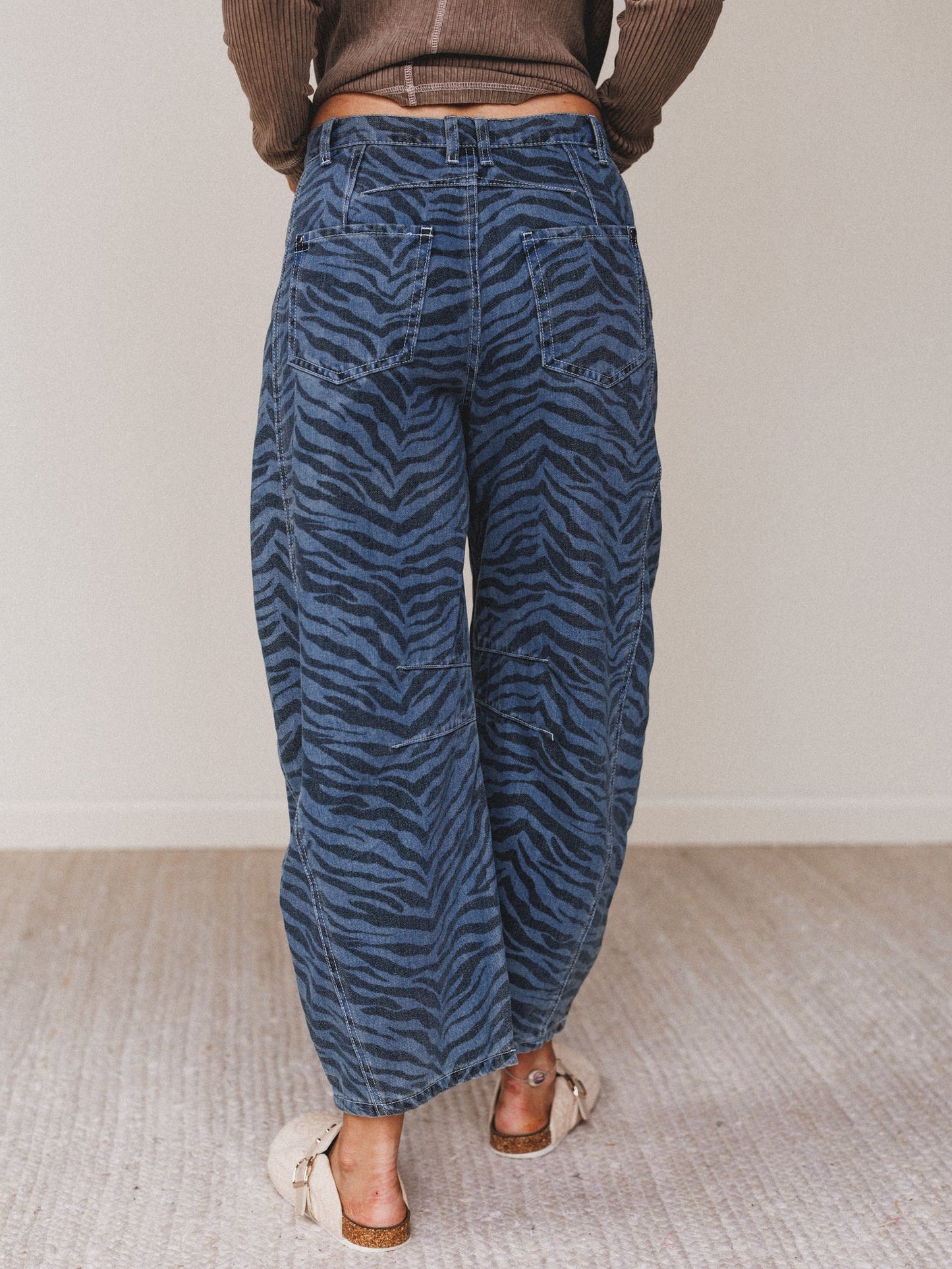 Saddle Sky Animal Print Pants - Denim