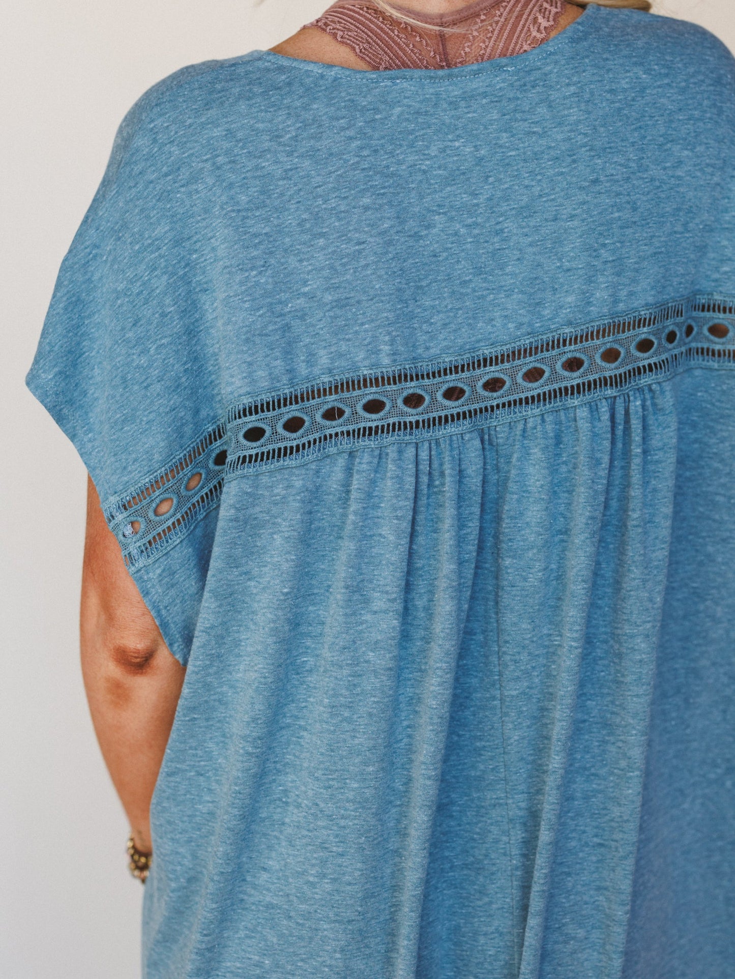 The Nest Camden Lace Tee Dress - Teal