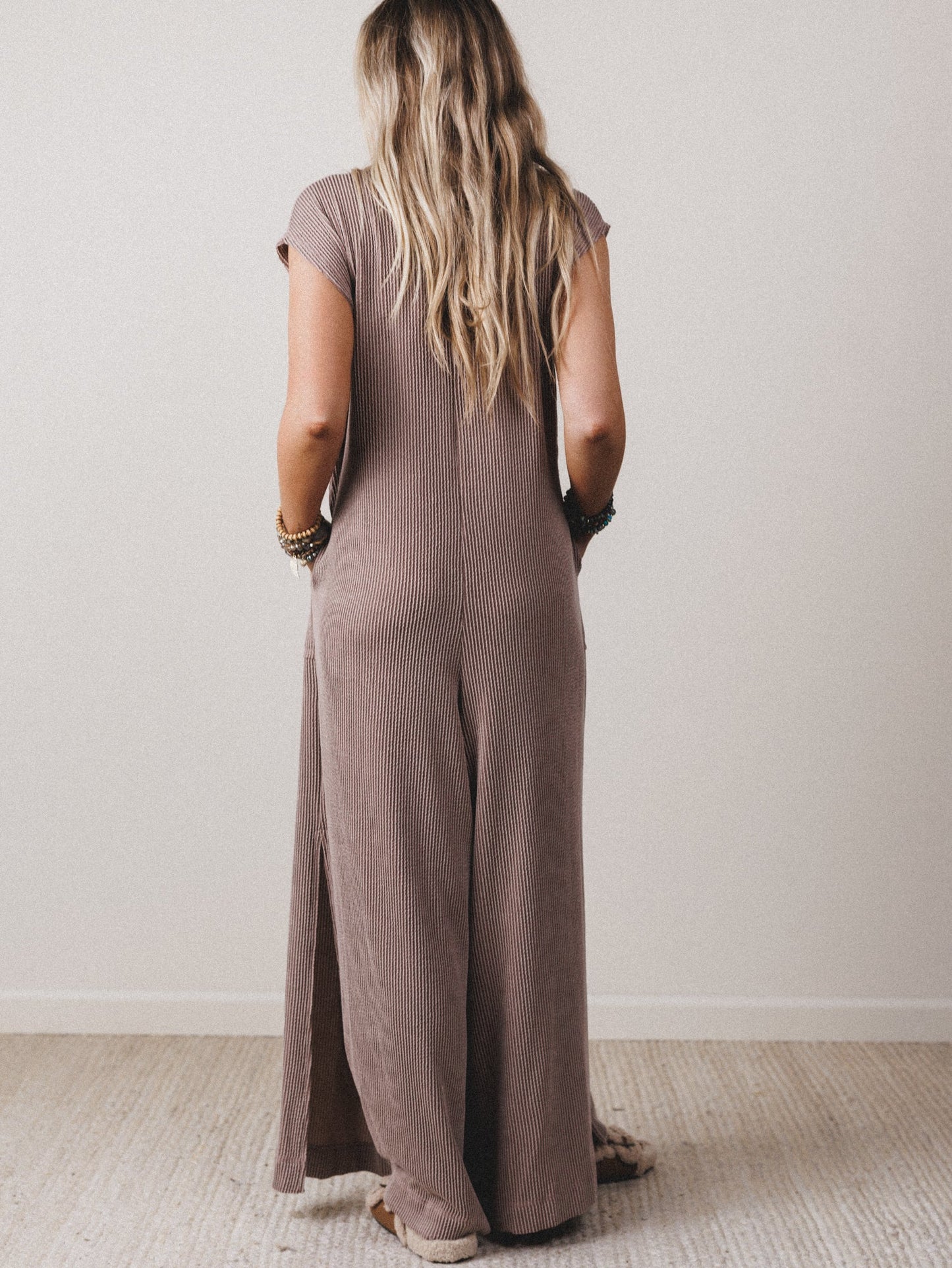 The Nest Madeline Textured Jumpsuit - Acorn
