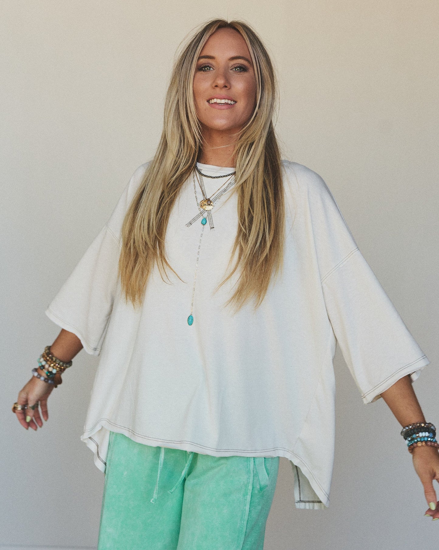 The Nest Callie Split Back Top - Natural