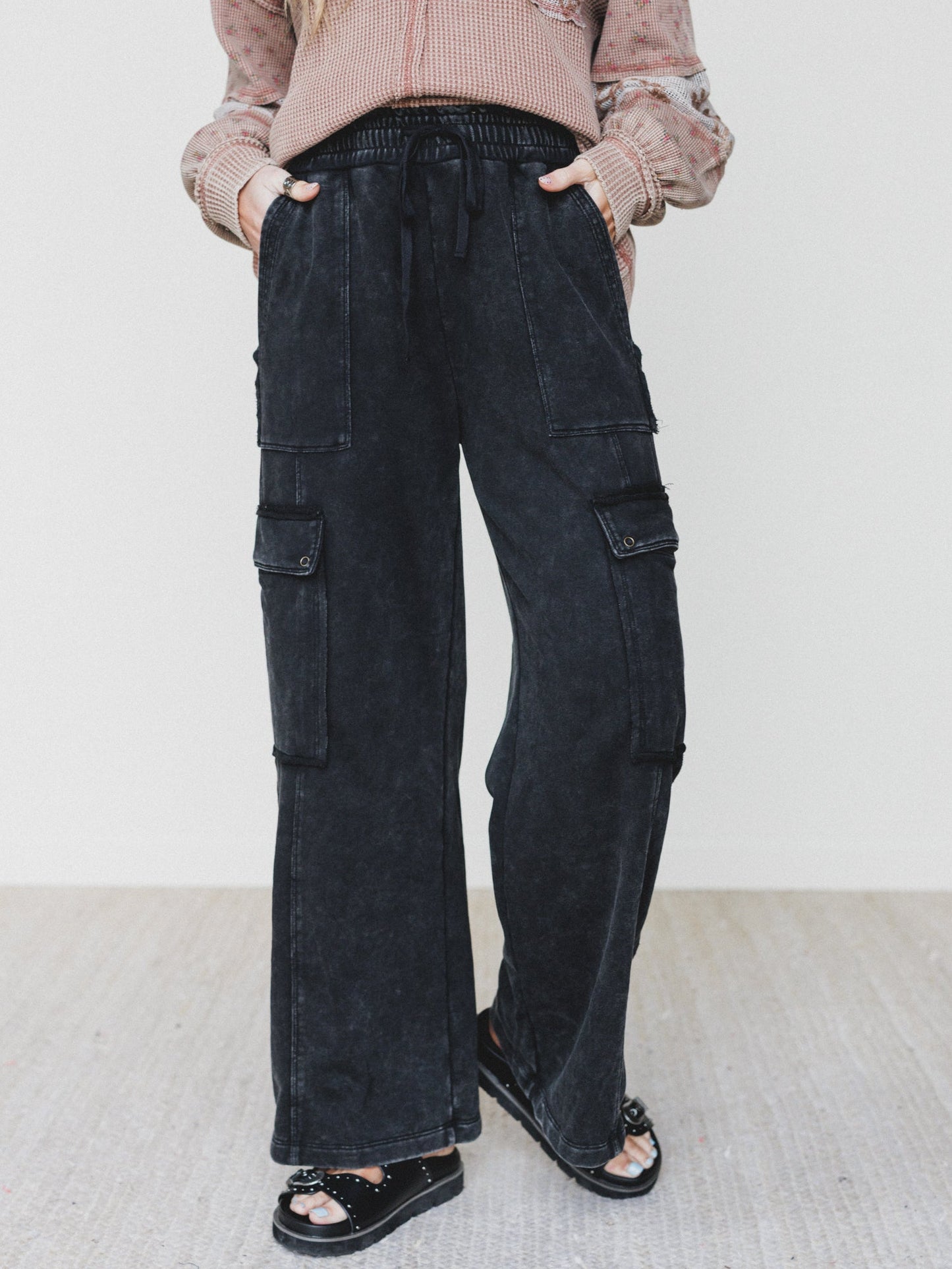 It's a Match Wide Leg Pants - Ash Black