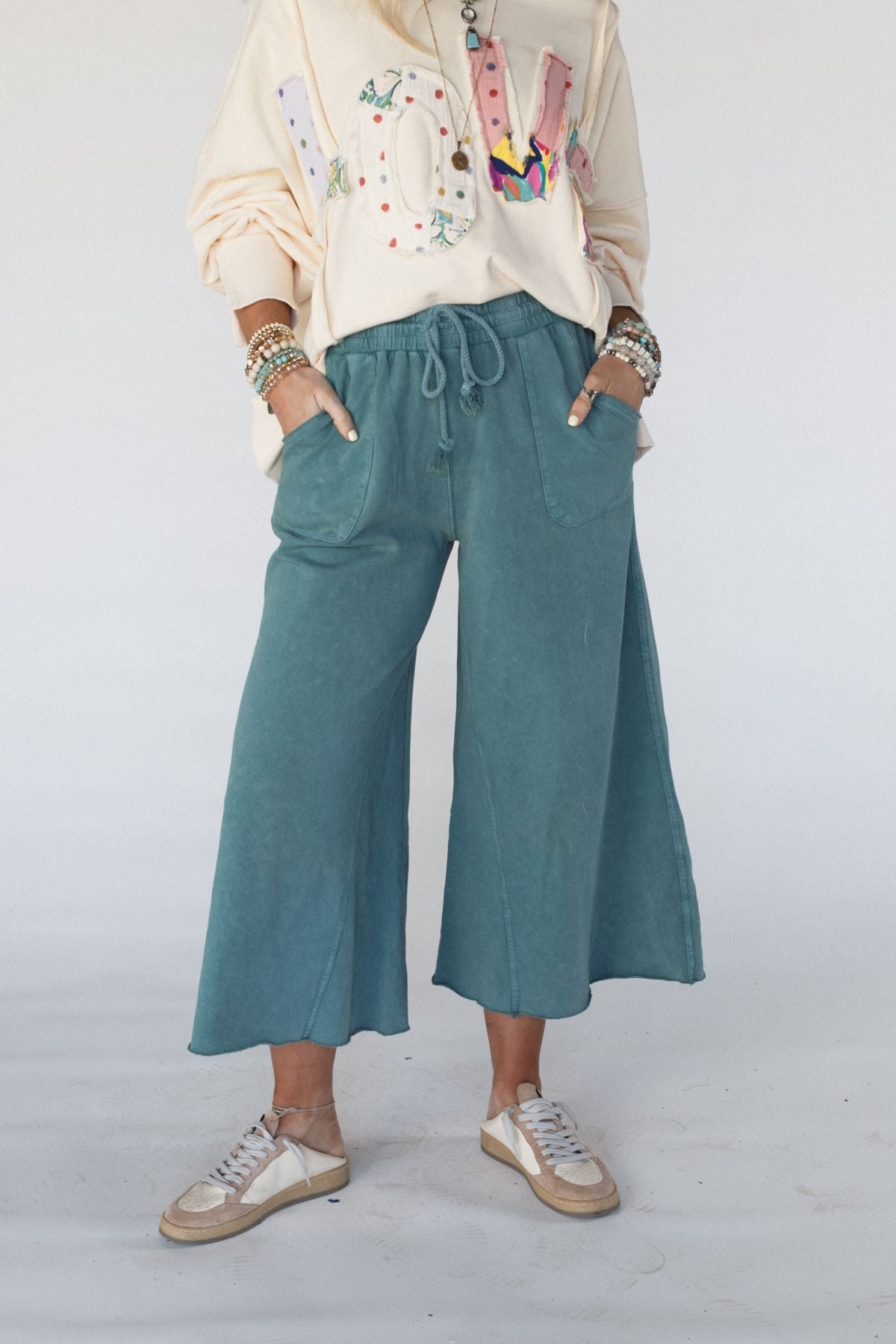 Relaxing Robin Wide Leg Pant - Teal Green