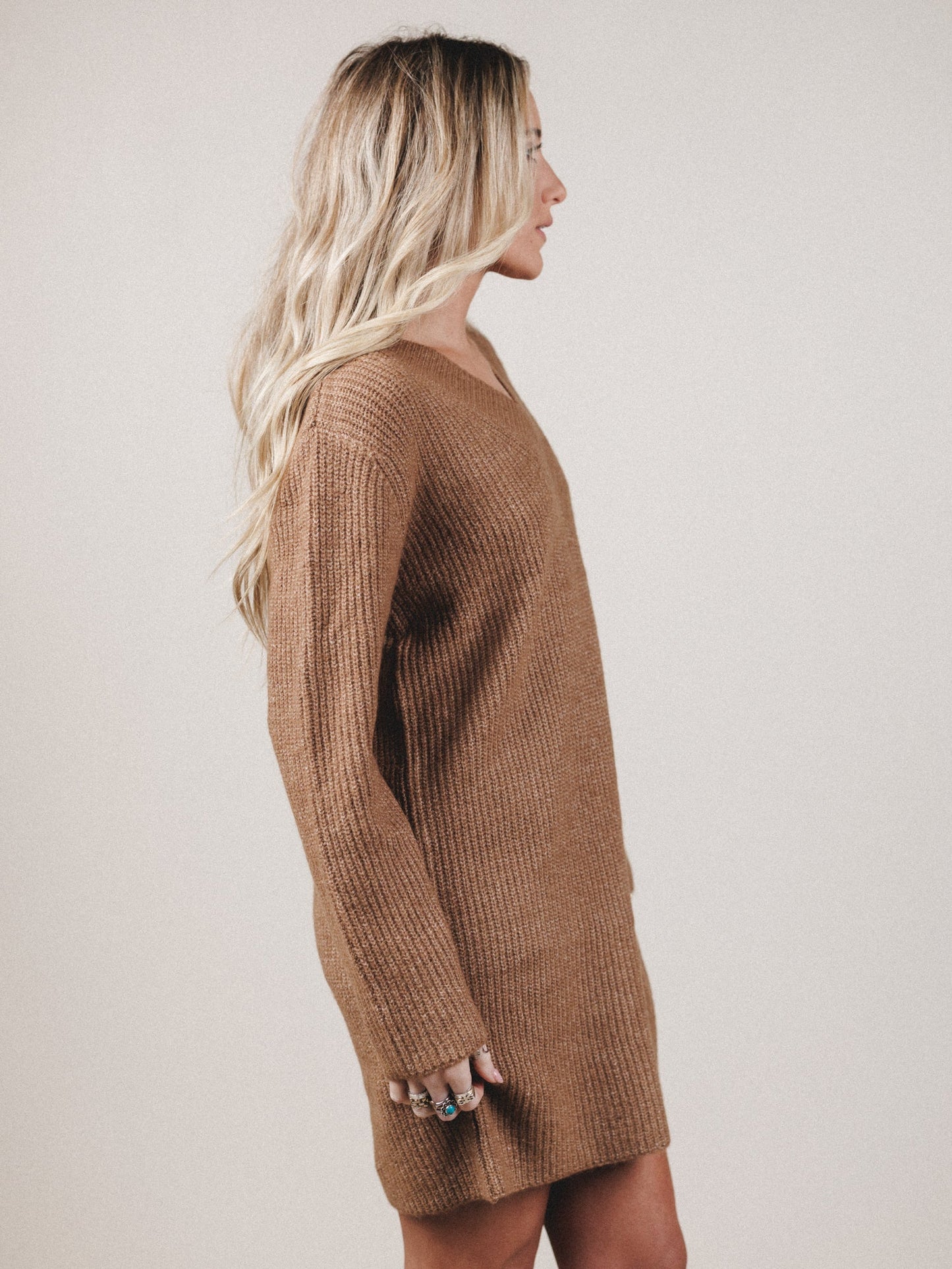 Winter Muse Sweater Dress - Deep Camel