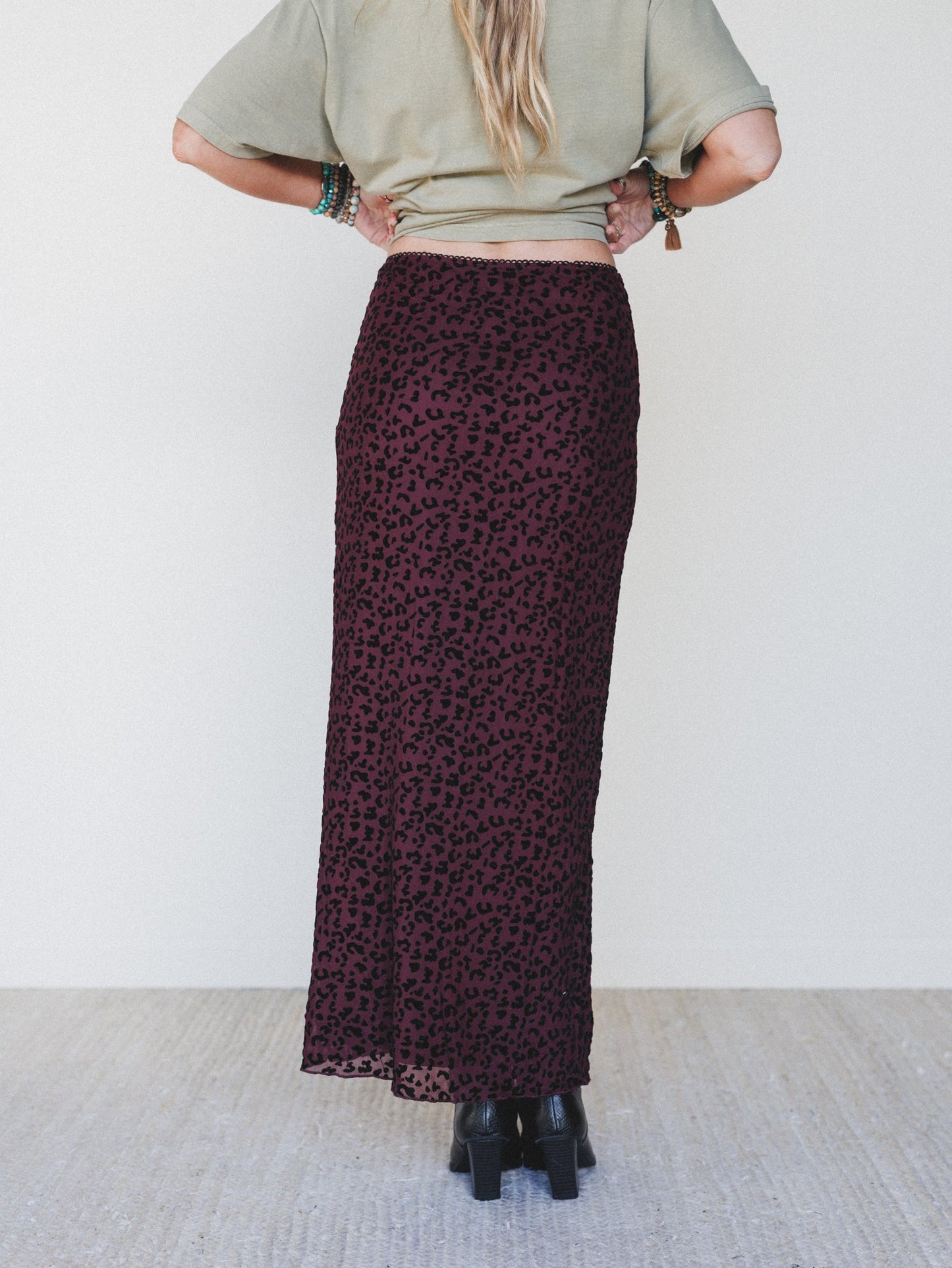 High Street Maxi Skirt - Burgundy