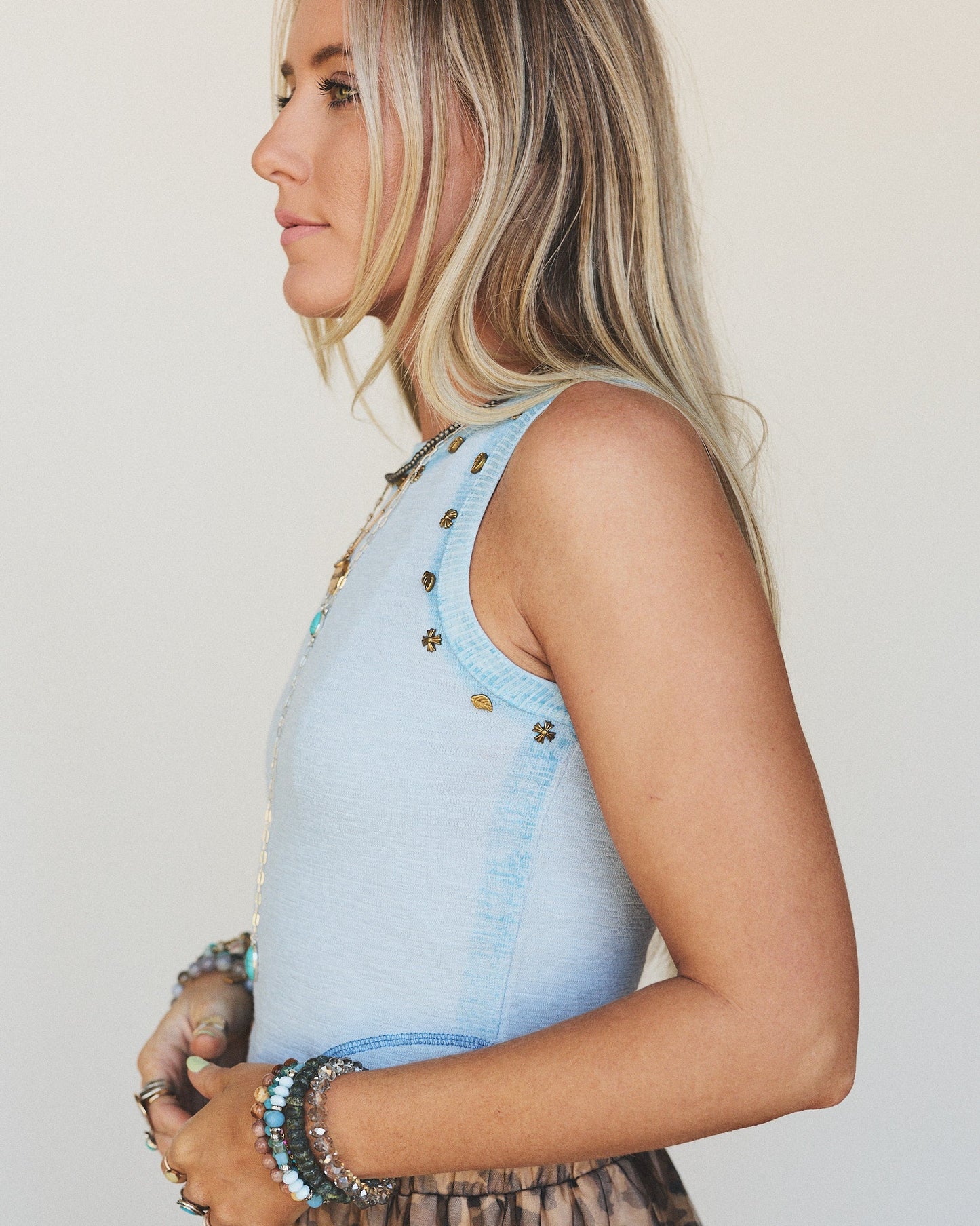 Venus Studded Tank - Powder Blue