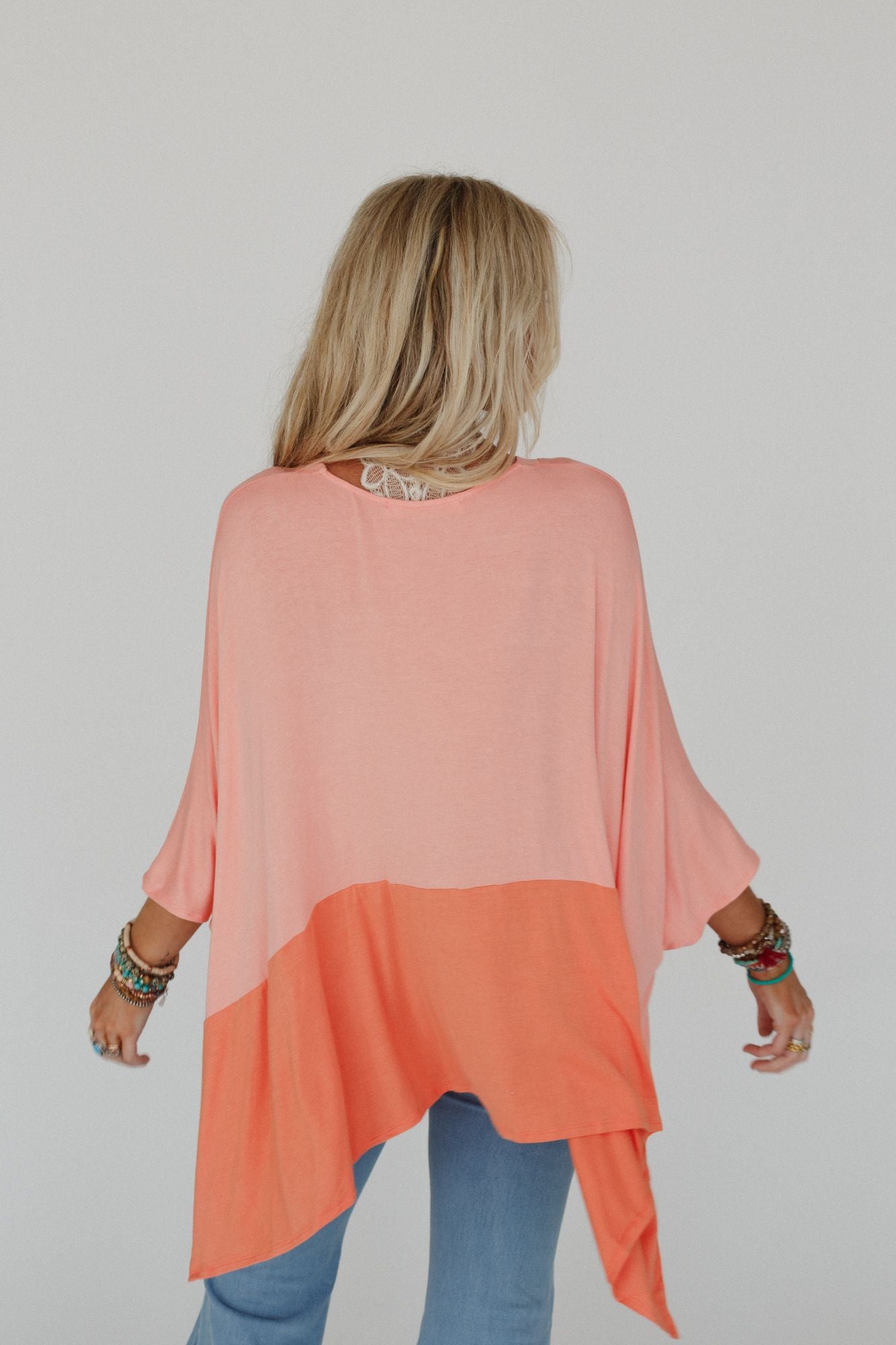 The Nest Coffee Sunsets V Neck Top - Dark Peach Tangerine