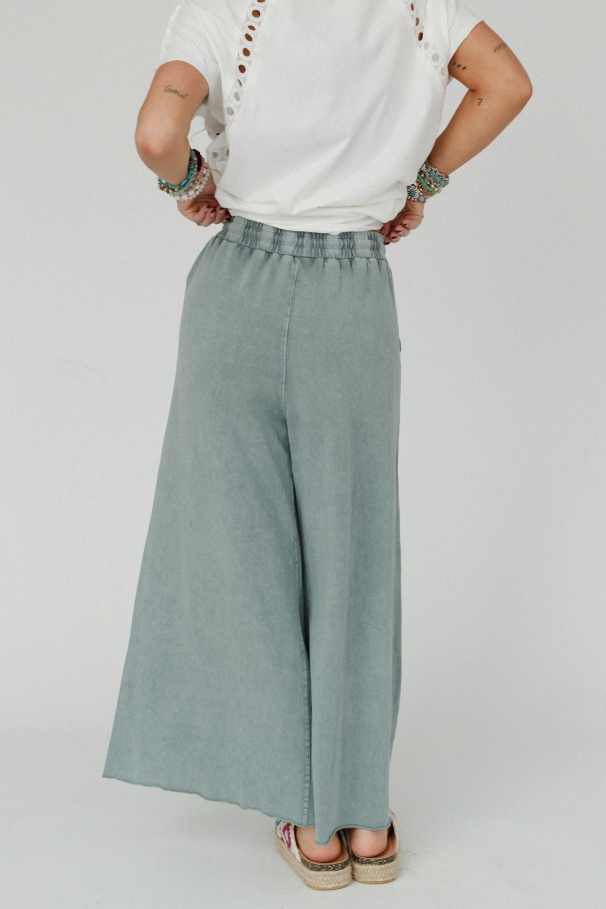 Relaxing Robin Wide Leg Pant - Faded Teal