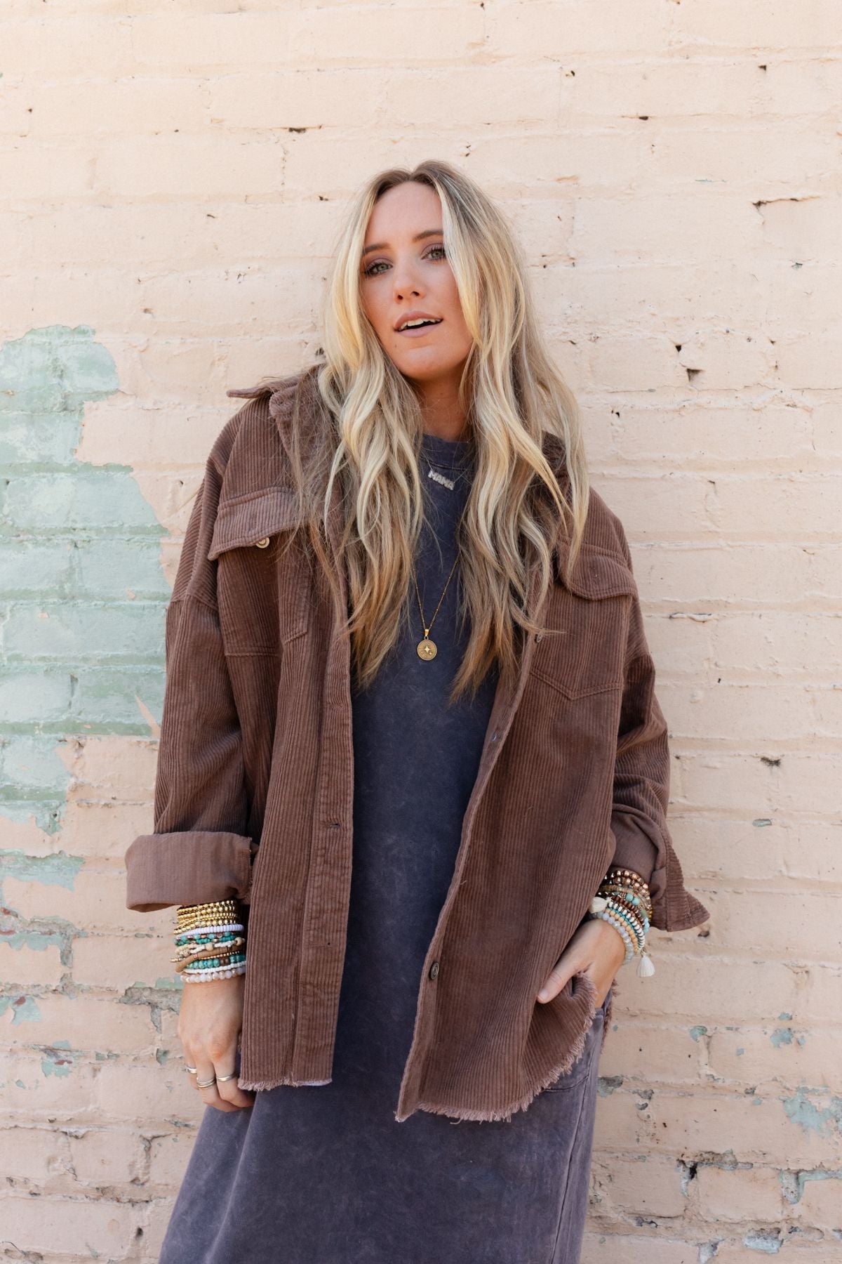 Gardener Embroidered Button Down Top - Mocha