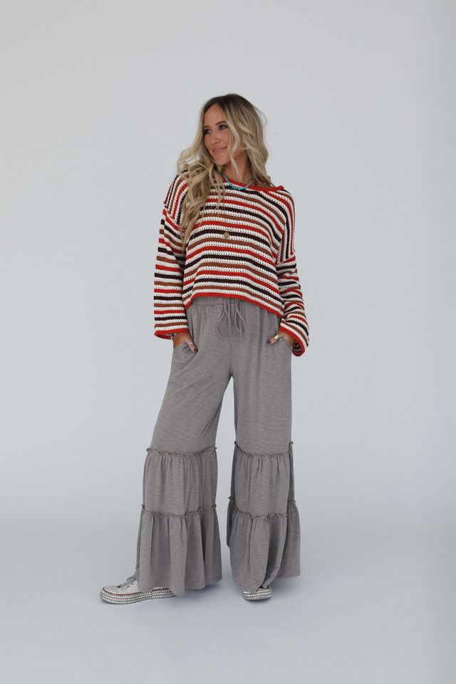 The Nest Milla Ruffled Wide Leg Pants - Brown