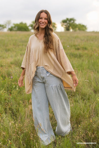 Lets Jet Set Wide Leg Pants - Light Denim
