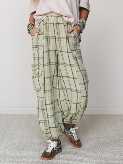 Sunday Plaid Pants - Apple Green
