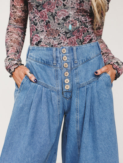 Sunset West Wide Leg Jeans - Denim
