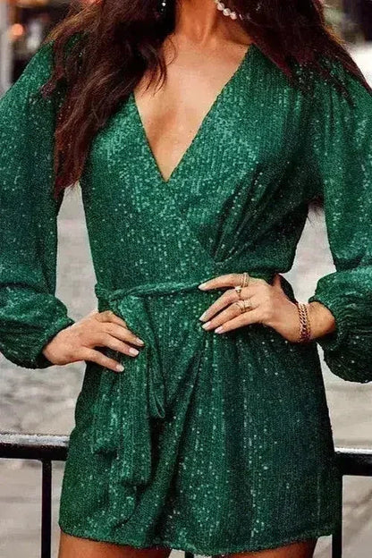 Sequin Wrap Dress – Glamorous & Flattering Evening Gown