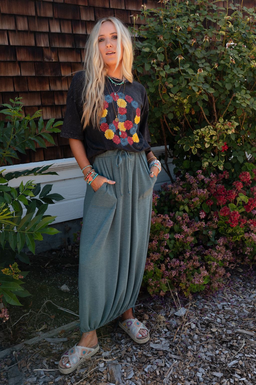 The Nest All In Drawstring Maxi Skirt - Teal
