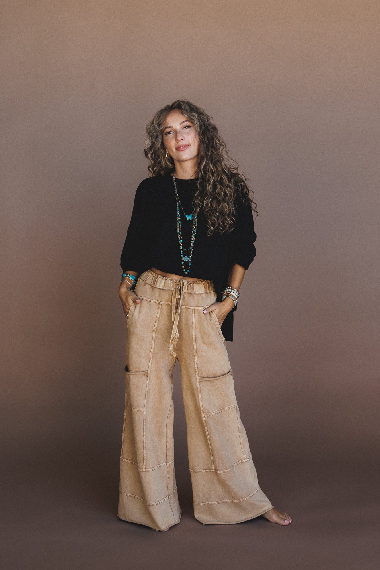 Lucky One Wide Leg Pant - Camel