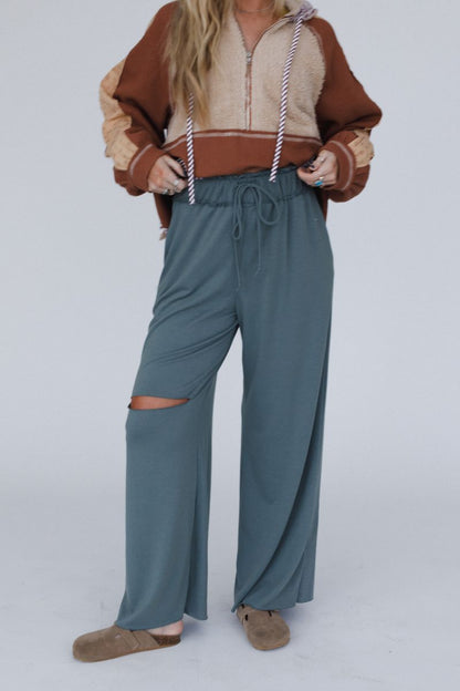 The Nest Cora Wide Leg Pants - Light Olive