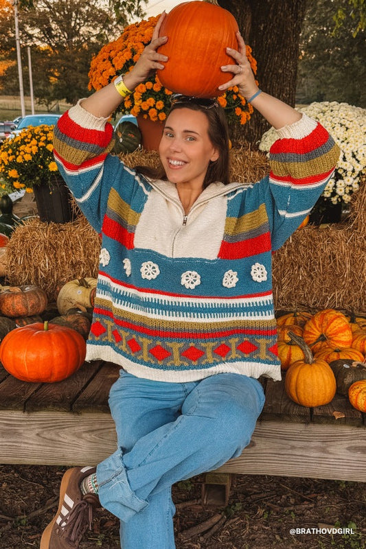 Opal Patterned Pullover - Blue Multi
