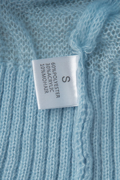 Sheer Blend Round Neck Knit Top