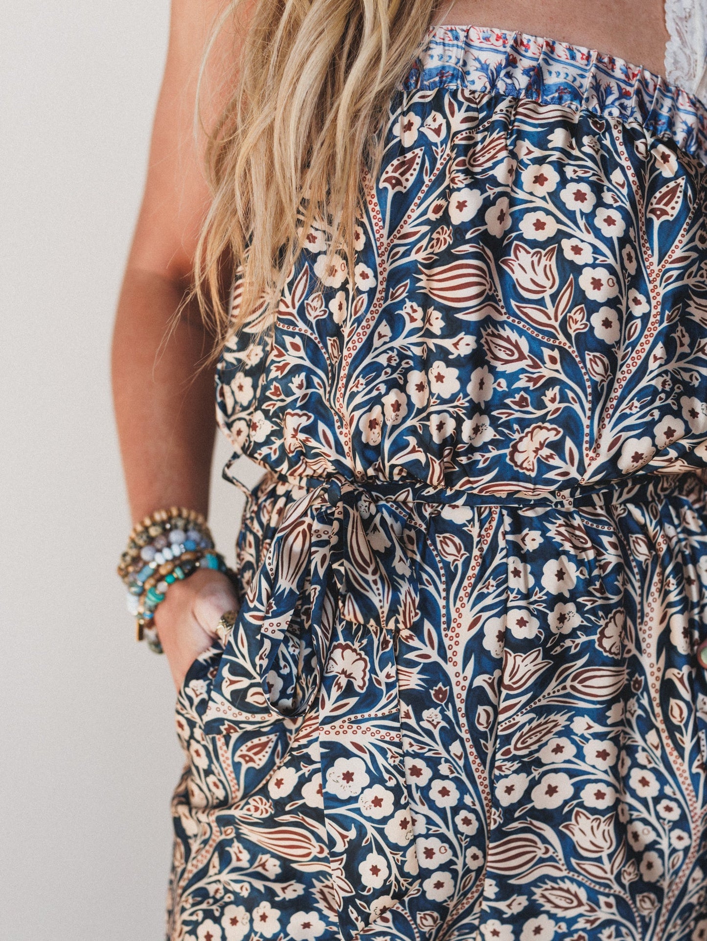 Lucia Mix Print Jumpsuit - Blue Multi
