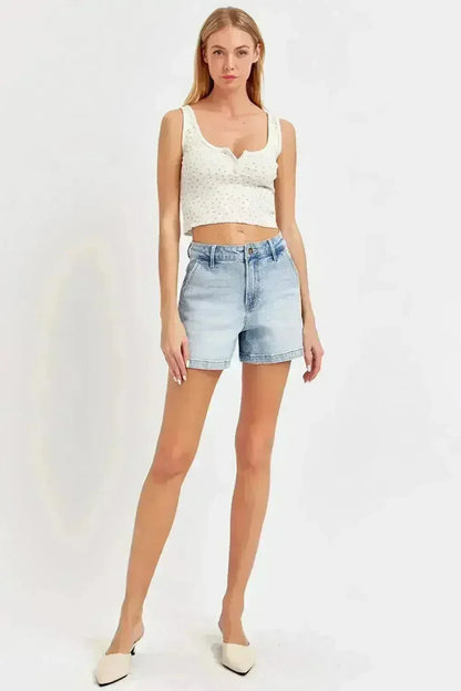 High Rise Denim Shorts | Stretch Cotton Blend | Sizes S-3XL