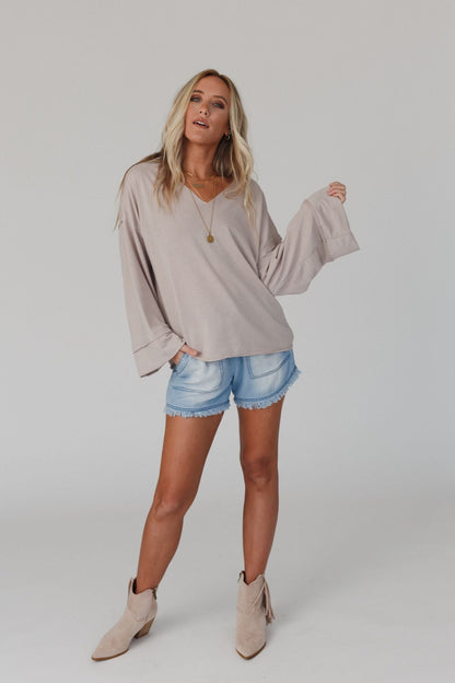 The Nest Love It V Neckline Sweater Top - Tan