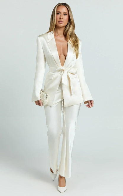 Jagger Pants - Flared Bias Cut Pants in Pearl