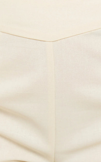 Jamir Pants - Linen Look High Waisted Fit and Flare Pants in Cream