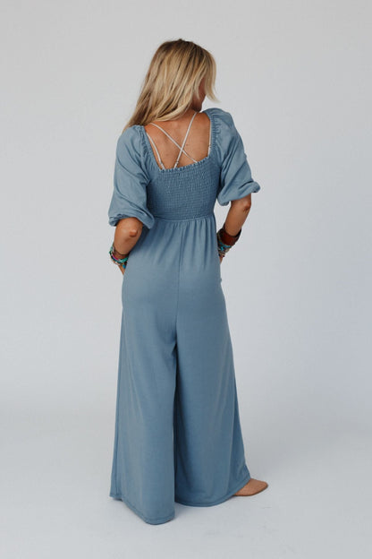 The Nest Nick Of Time Smocked Jumpsuit - Gunmetal