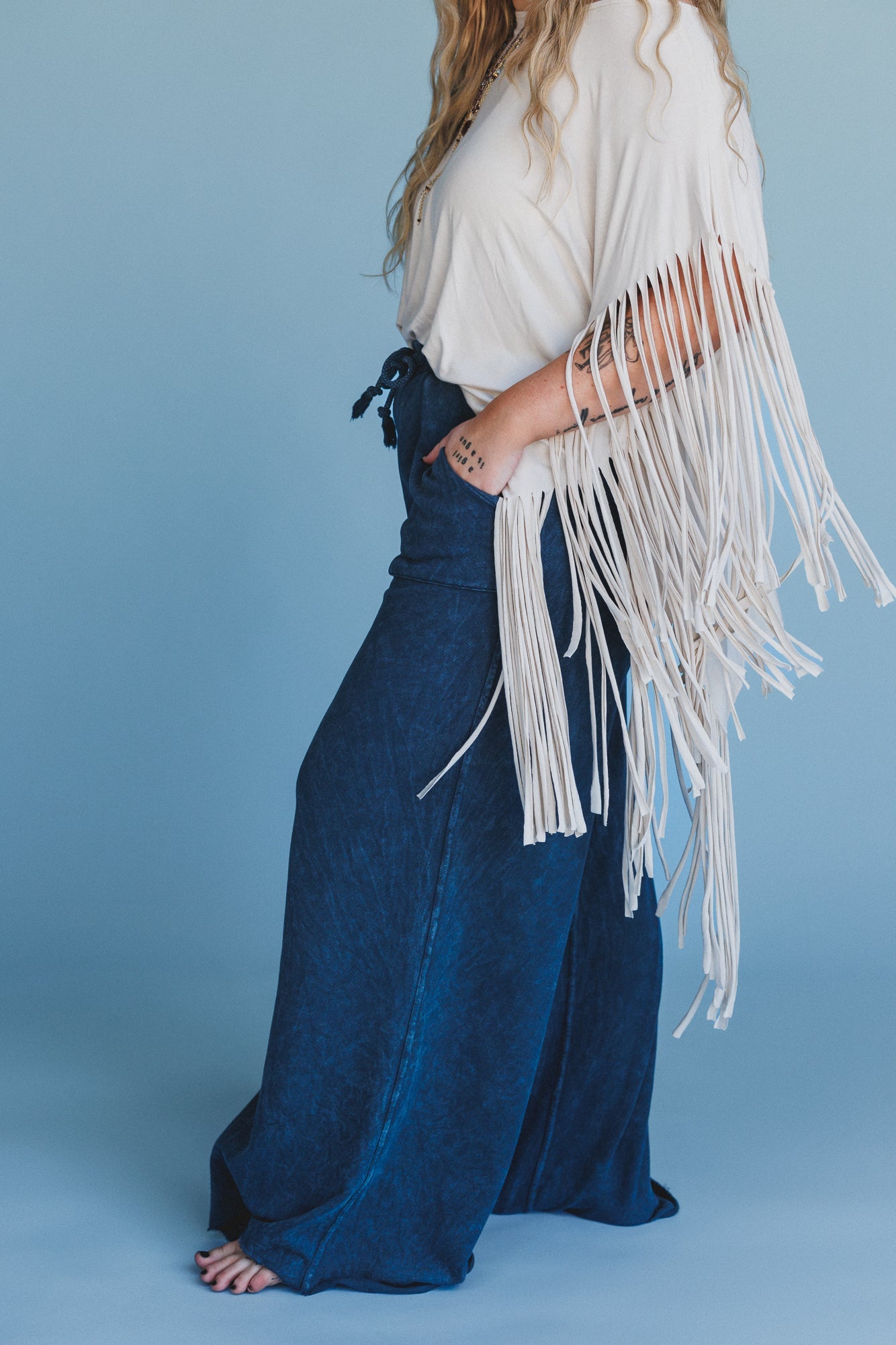 The Nest Showstopper Fringe Top - Oat