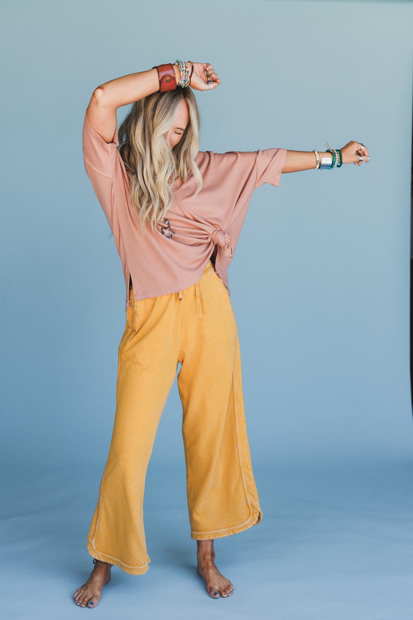 So Comfy Wide Leg Pant Cropped Length - Mustard