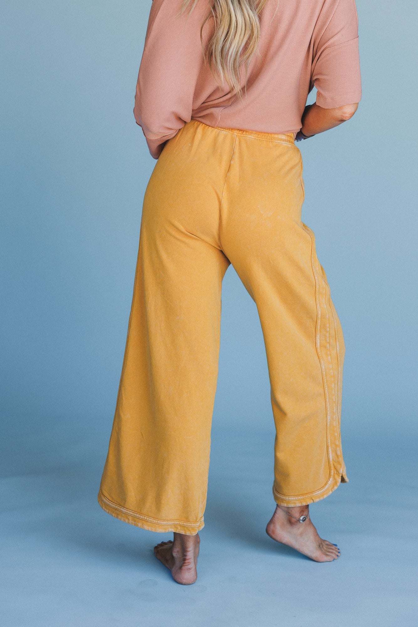 So Comfy Wide Leg Pant Cropped Length - Mustard