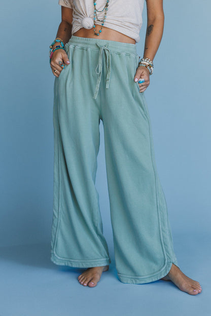 So Comfy Wide Leg Pant Cropped Length - Sage