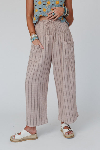 Solana Striped Pants - Mocha
