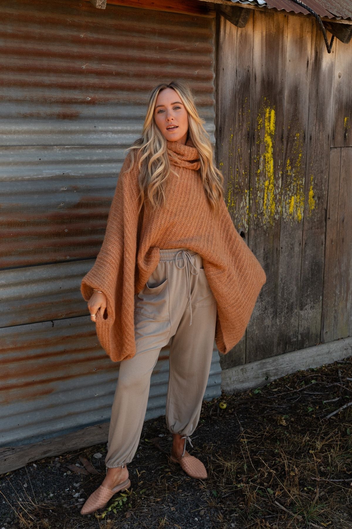 All My Thanks Turtleneck Poncho - Tan