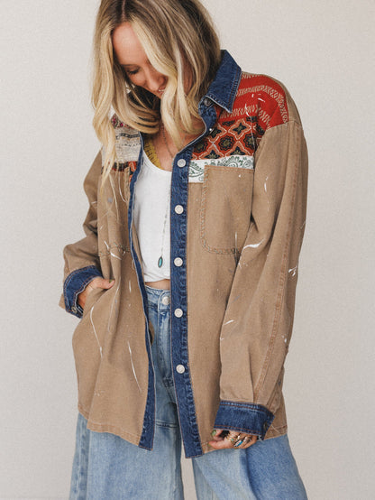 Sol Shine Button Down Top - Mocha