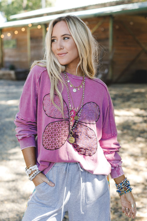 Flutterby Pullover Top - Magenta