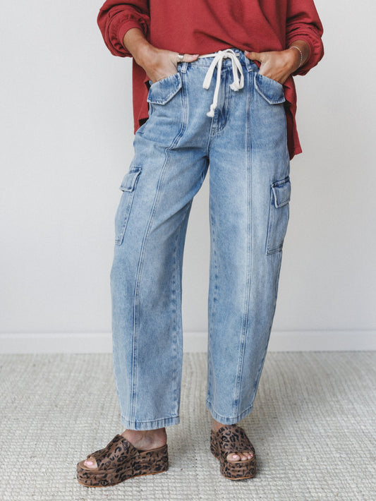 Whisper Sky Cargo Jeans - Light Denim