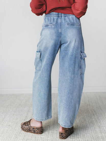 Whisper Sky Cargo Jeans - Light Denim