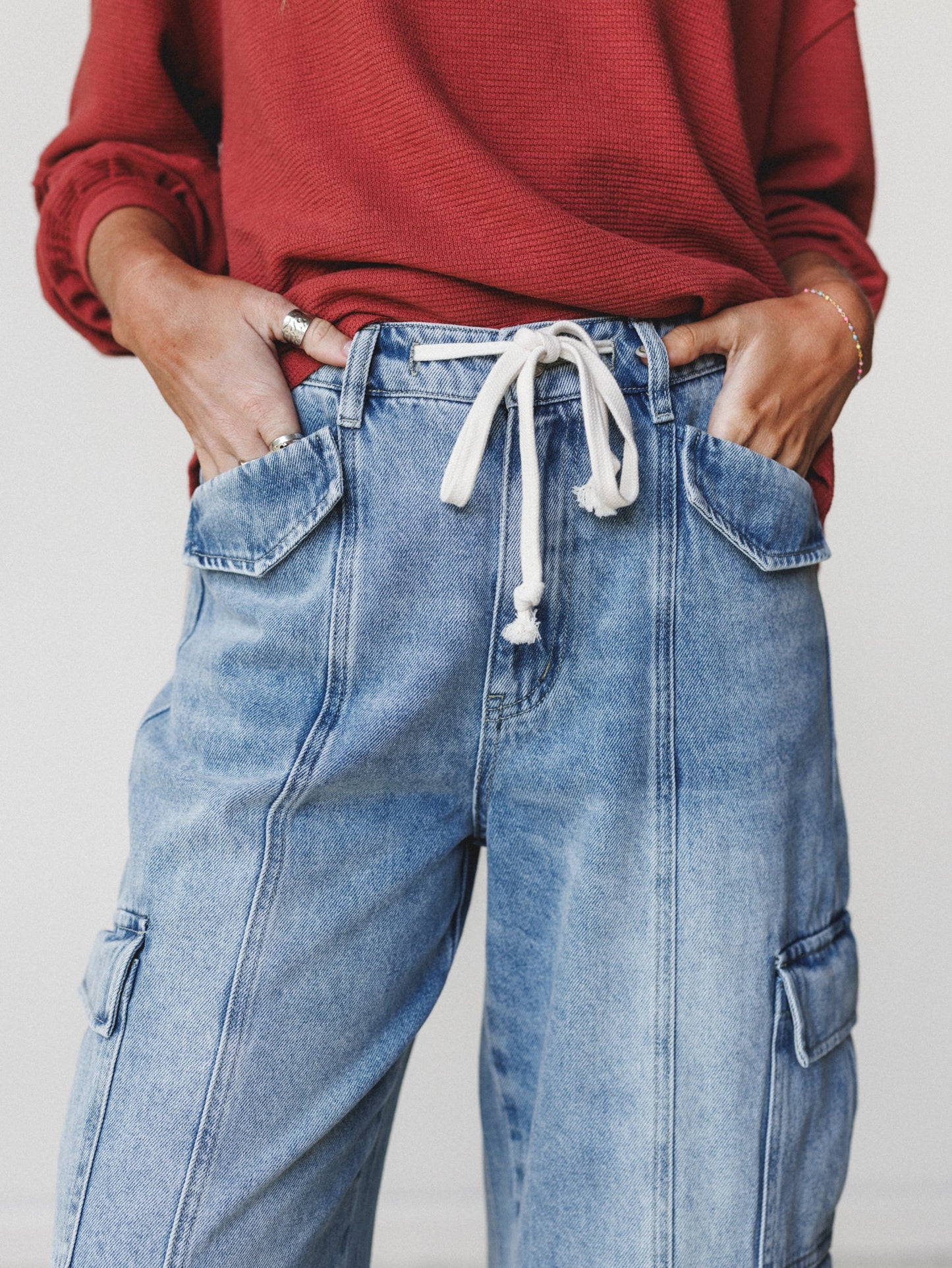 Whisper Sky Cargo Jeans - Light Denim