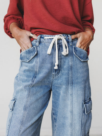 Whisper Sky Cargo Jeans - Light Denim